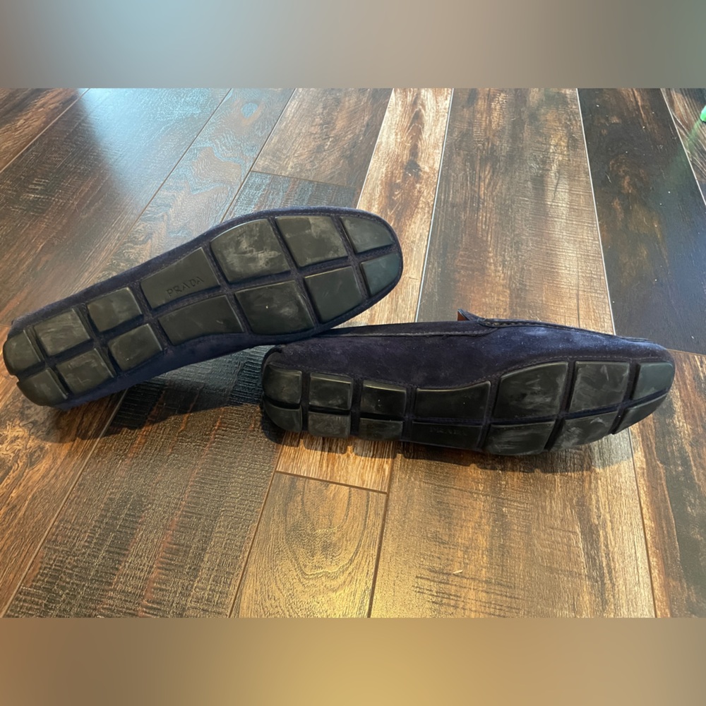 Prada Men's Navy Blue Suede Leather Loafers - size 11 - Picture 7 of 13